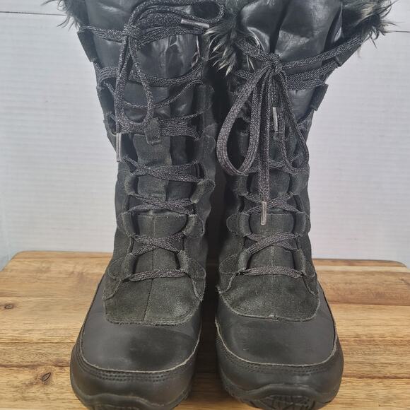 THE NORTH FACE Womens Nuptse Purna Black PrimaLoft Snow Boots Size 7 Faux Fur - Picture 2 of 16